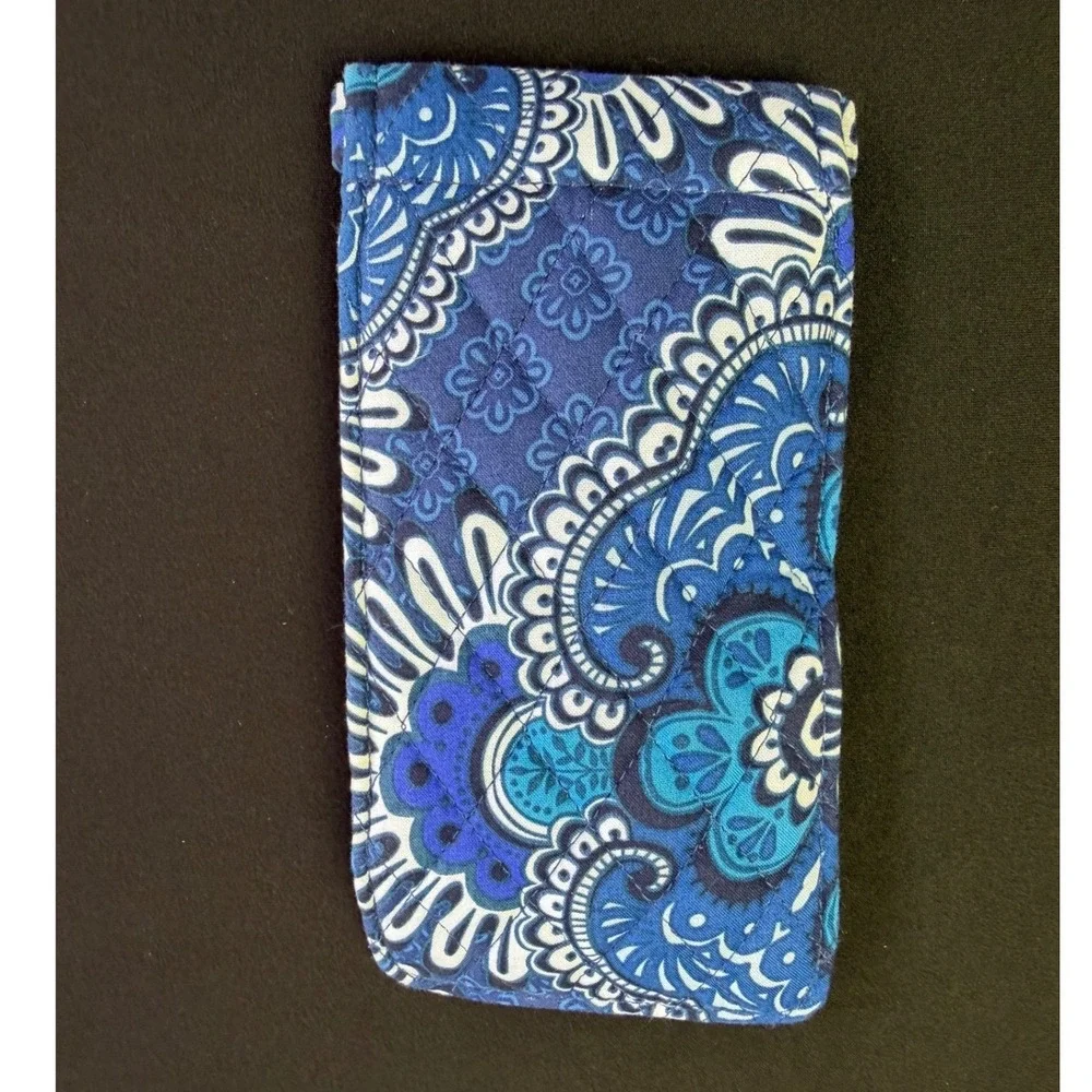 Vera Bradley Blue Paisley Quilted Cotton Squeeze Top Glasses Case Eyewear Pouch